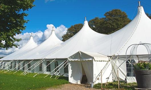 high-quality portable restrooms stationed at a wedding, meeting the needs of guests throughout the outdoor reception in Bountiful